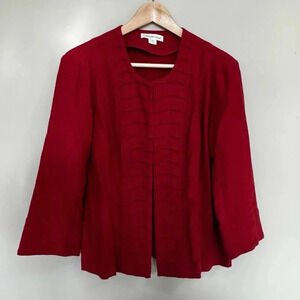 Coldwater Creek women’s Lt Wt Jacket sz 4-6 Red Linen Rayon 3/4 Sleeves